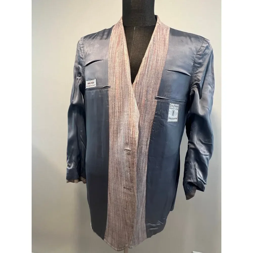 Hickey Freeman Vintage Textured Multicolored Silk 2 Button Blazer Size 44 JP
